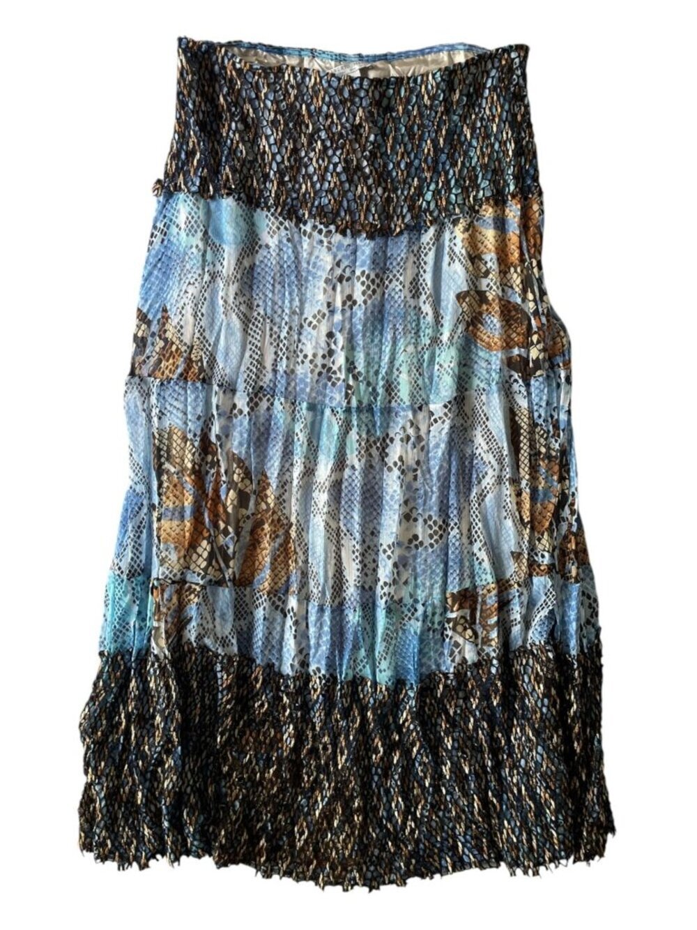 Alberto Makali Boho Snake Print Tiered Maxi Skirt Size 6